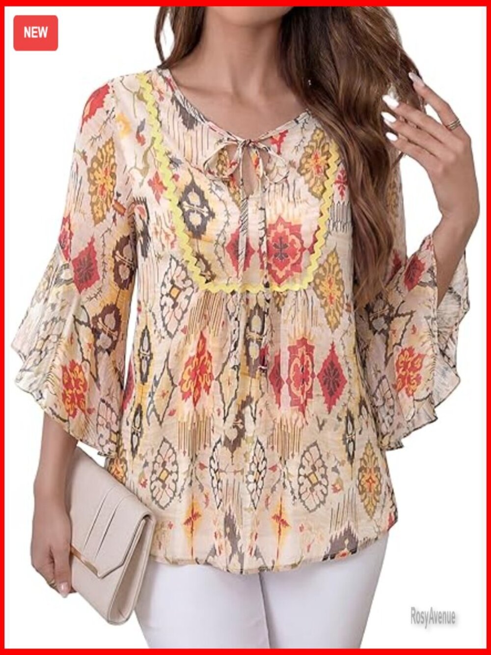 Womens 3/4 Sleeve Ruffle Floral V Neck Chiffon Blouse Work Tops